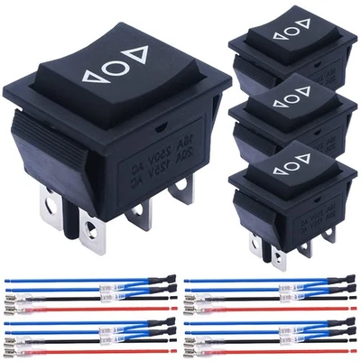 MKBKLLJY 4Pcs Momentary Motor Polarity Reverse Rocker Switch DC 20A 12V DPDT 6 Pin 3 Posi