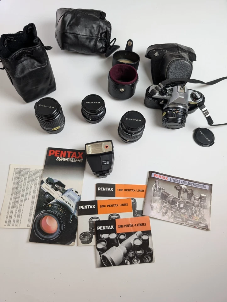 Pentax ME Super 35mm SLR Camera Kit + Lenses Flash Case – Read Details - Image 2 of 4