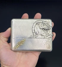 Early Art Nouveau Russian 875 Silver Repousse Horse Gold & Garnet Cigarette Case