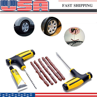 Car Tubeless Tire Puncture Repair Plug Repairing Needle Patch Tyre Fix Tool Oeey