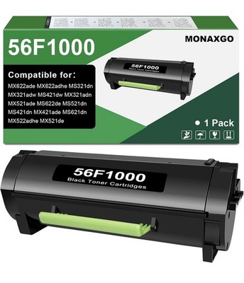56F1000 Black Toner Cartridge for Lexmark MS MX Series High Yield 6000 Pgs