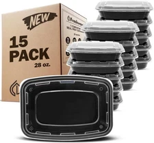 Freshware Meal Prep Containers 15 Count (Pack of 1) Compartment Food Storage Con