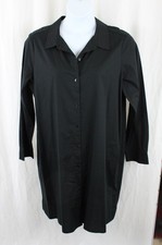 Eileen Fisher Women's Black Organic Cotton Long Sleeve Shirt Dress Size XL