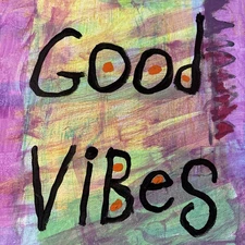 Good Vibes WORD ART Purple 9 By 12 Inches Canvas Pop Painting NAY Wall Decor