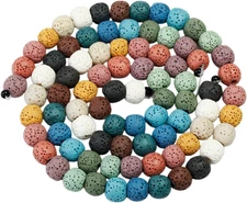 12Mm Colorful Lava Rock Stone Gemstone Beads round Loose Beads 14 Inch for Jewel