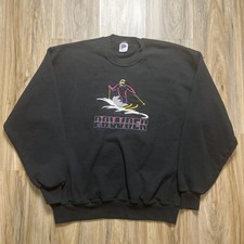 Vintage SKIING Sweatshirt Large 80s 90s Powder Snow Ski Snowboard Colorado