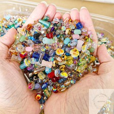 Half Pound Assorted Glass Beads for Jewelry Making 2-16mm Colorful Crystal Beads