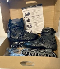 Jeuwith NIB Unisex Professional Inline Skates 4 Wheel Black EU 45 46 US 10 11.5