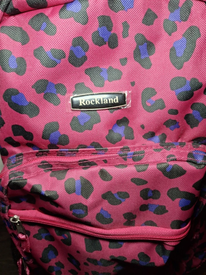 Nueva Mochila Rodante Rockland Doble Mango Magenta Leopardo 17"x13"x10" Nueva con Etiquetas  Foto 2 de 4