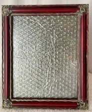 NOS VINTAGE PICTURE FRAME 8X10 ART MAP DOCUMENT PAINTING RED ENAMEL ANTIQUE GOLD