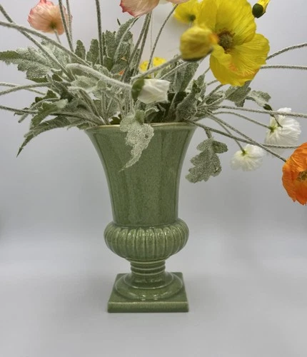 RED WING POTTERY VASE # M-1450 USA MCM Chartreuse Charles Murphy 9 3/8”’tall