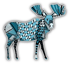 Patterned Moose Car Bumper Sticker Decal 5'' x 5''