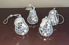Vtg Mirrored glass Pear Shape Christmas Hanging Ornament 2.25” Lot Of 4 Taiwan