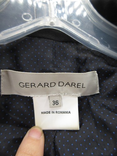 Gerard Darel Jacket Women 4 Blue Wool Blend Boucle Tweed Moto Biker Coat 36 - Picture 8 of 11