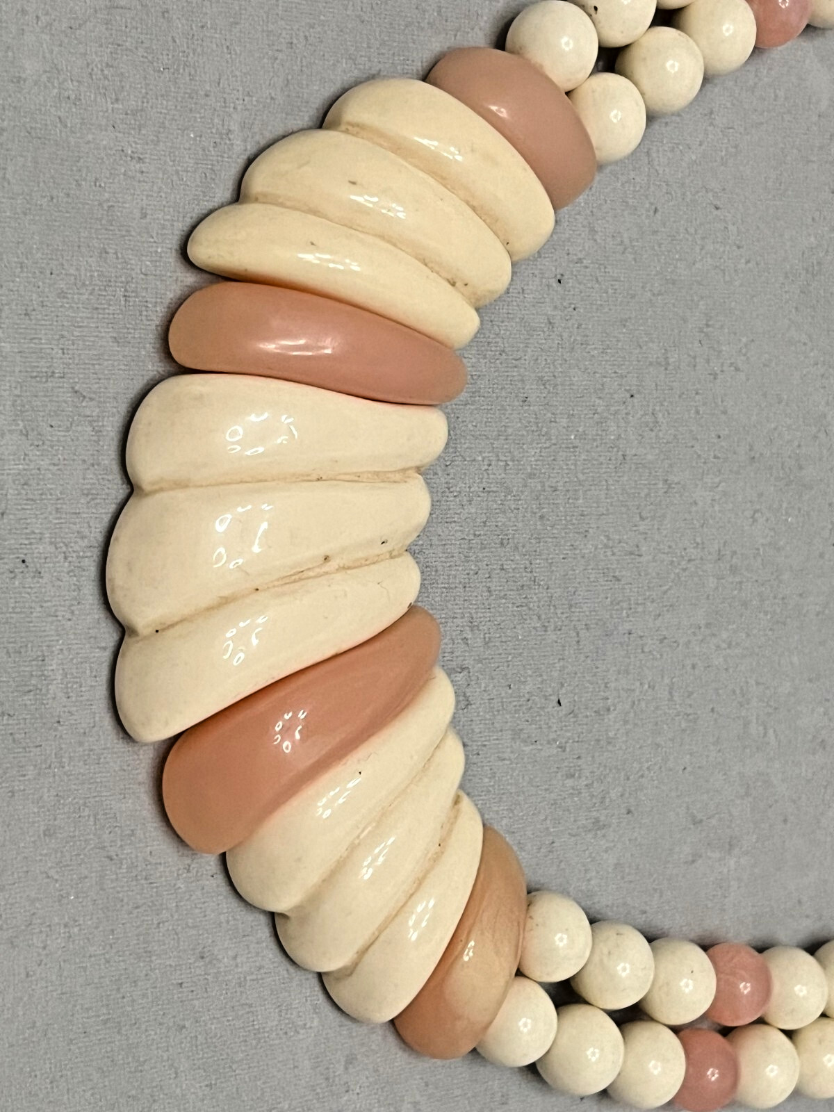 Vintage Pink and Ivory Lucite Bib Statement Neckl… - image 4