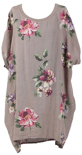 Ladies Italian Floral Linen Baggy Top 