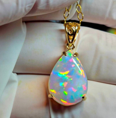 Beautiful Natural Opal Pendant, 92.5 Solid Sterling Silver Handmade Pendant