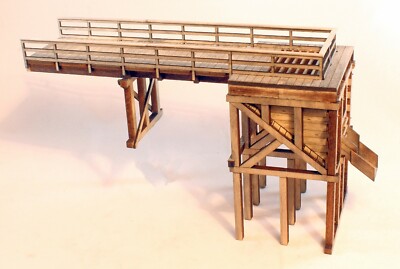 Berkshire Valley Models HO Scale Small Ore Bin & Truck Ramp Kit (#2016) - Laser Cut Wood, Unpainted