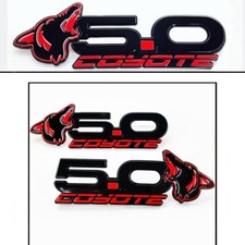 3pc Race Red Howling Coyote 5.0 Fenders Deck Lid Emblem Set Fits 15-24 Mustang