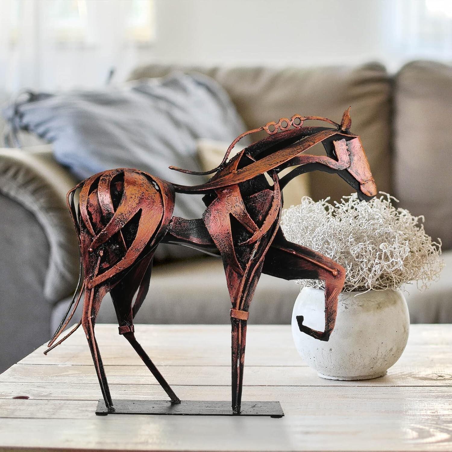 Intricate Metal Horse Sculpture - Unique Handmade Decor Gift for Art Lovers