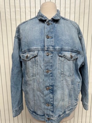 N/A Denim Men's Light Blue Button Jacket Size M