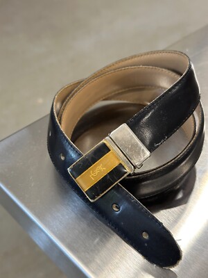 Yves Saint Laurent ブラックレザーベルト イブサンローラン ベルト