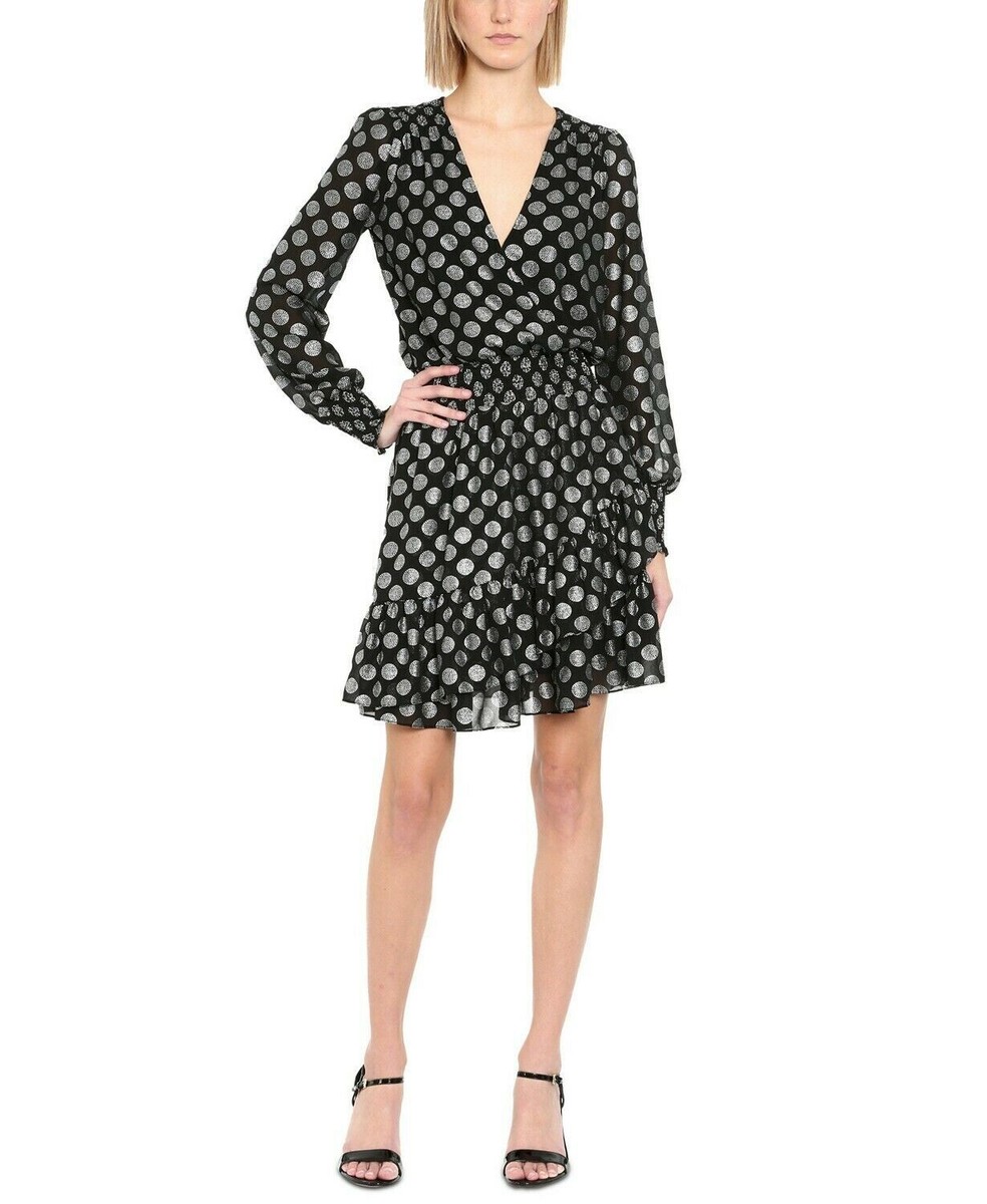 ワンピース Michael Kors Woman Dress Black MT5831DH69 001 Michael Kors Solid Black Side Ruched Sleeveless Asymmetric
