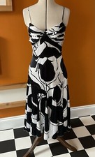 Amanda Wakeley Elements Dress Womens UK 8 Black White Fit & Flare Evening Chic