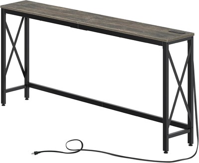 Rolanstar Console Table with Power Outlet, Narrow Sofa Table, 70.8'' x 11.8''  