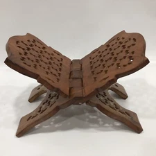 Carved Sheesham Wood Gold Stars Folding Book Stand Holder Lecturn Bible