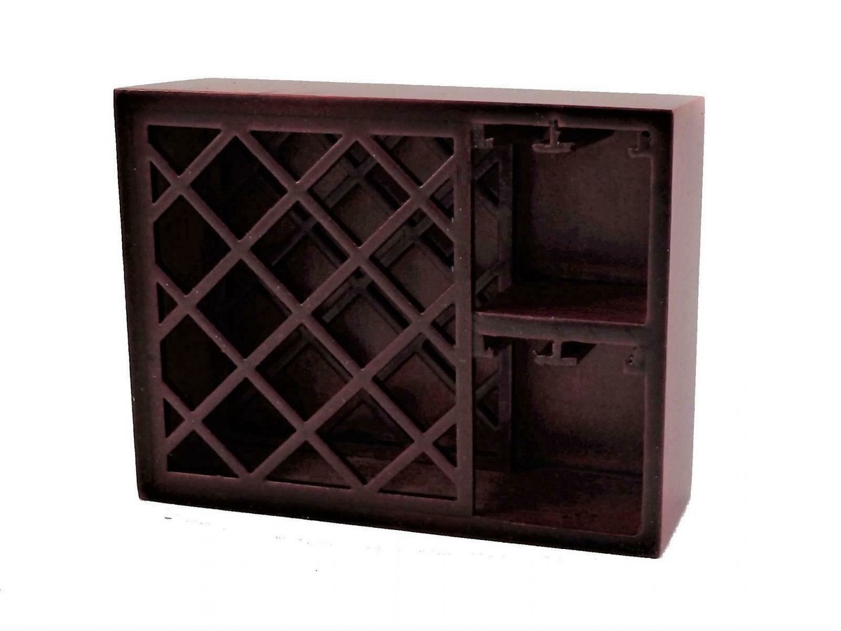Dolls House Mahogany Wine Rack Glass Holder Kitchen Bar