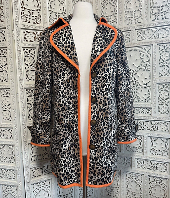 Vintage cheetah print jacket with orange trim size small medium | eBay