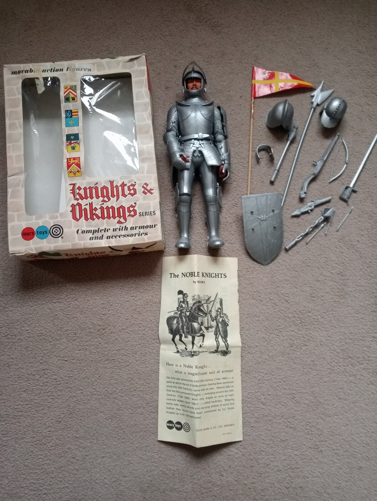 Vintage Marx Toys Noble Knights & Viking Series 12" Figure Boxed 1960s