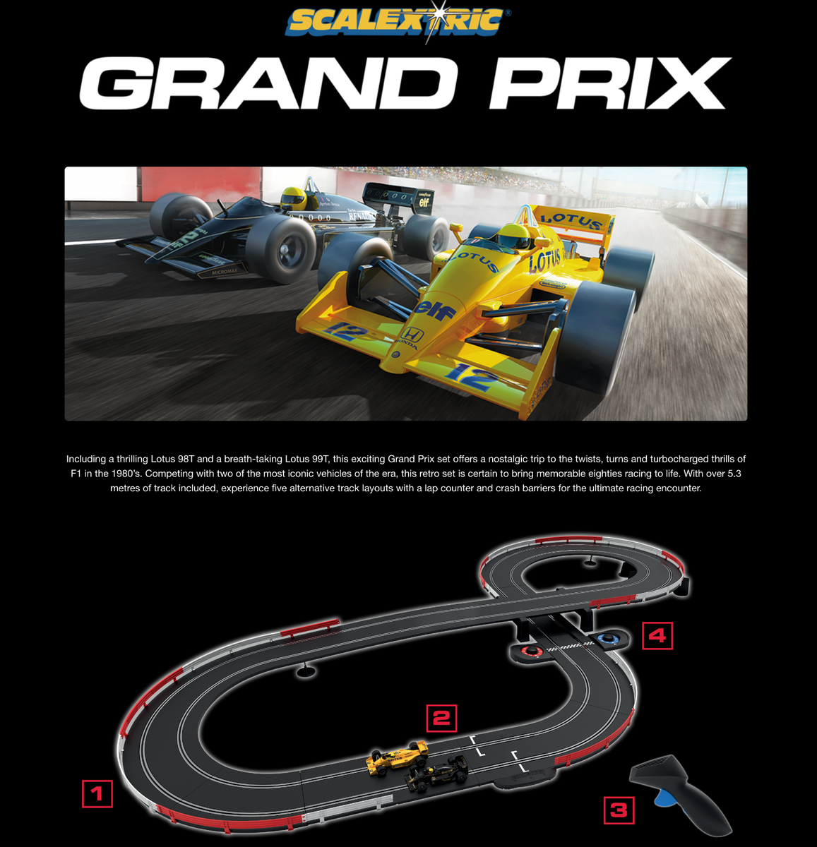 C1432M Scalextric 80's Grand Prix - Lotus F1 Formula 1 1:32 C1432M Scalextric 80's Grand Prix - Lotus F1 Formula 1 1:32