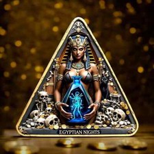 Egyptian Nights Nefertari Triangular 1oz Copper 24k Gold Gild Medal  2500 Minted