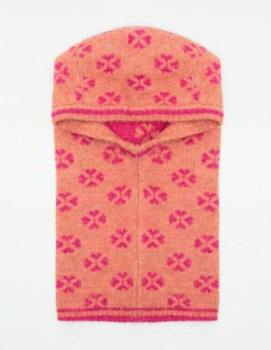 Knitted Apricot / Pink Balaclava, cotton-polyester mix. NEW - Foto 4 di 7