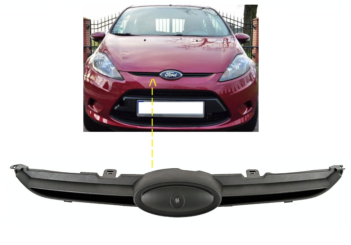 Grille de calandre centrale haut de gamme finition noir mat pour Fiesta Mk7