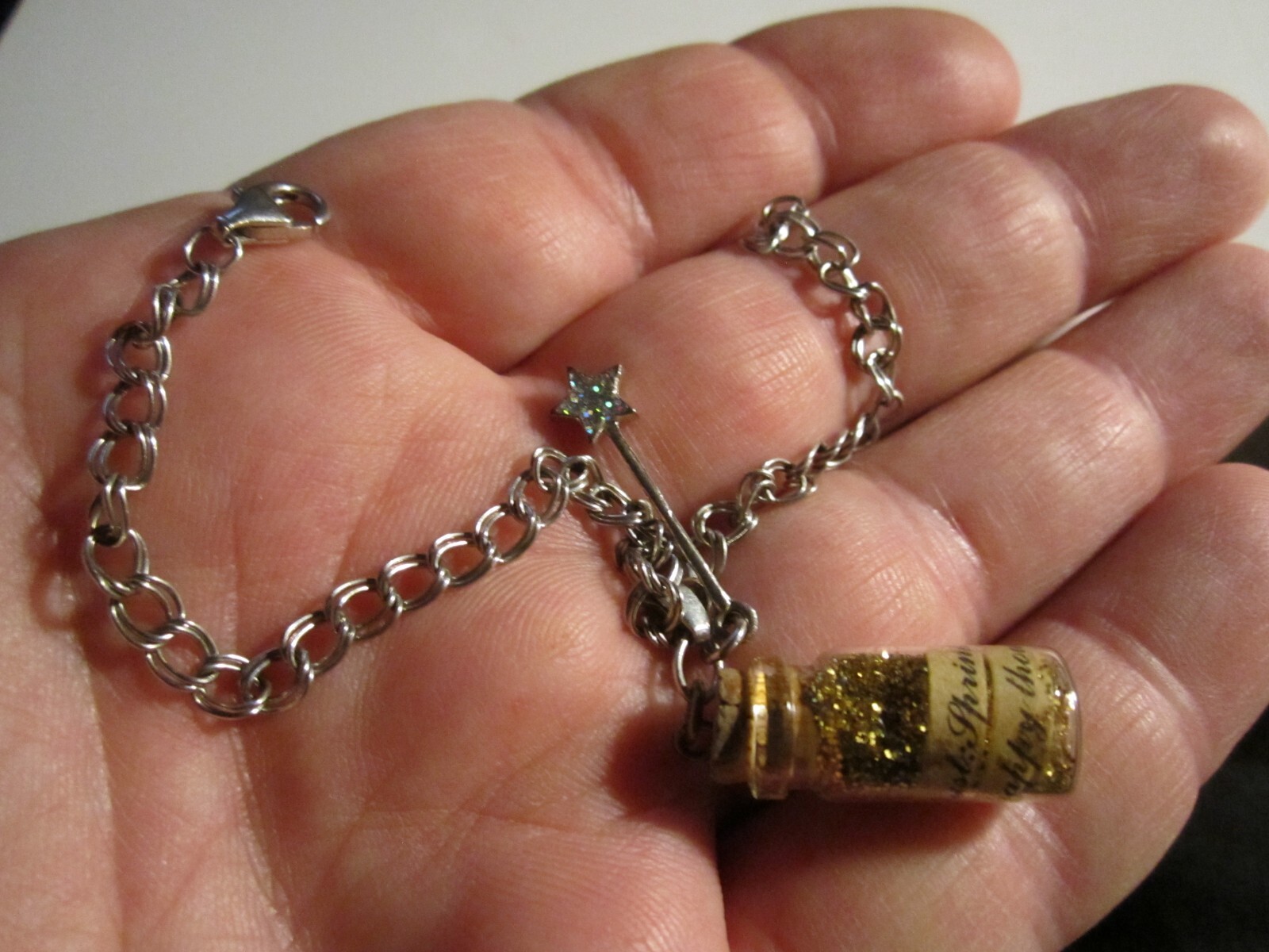 STERLING SILVER CHARM BRACELET WITH PIXIE DUST CH… - image 4