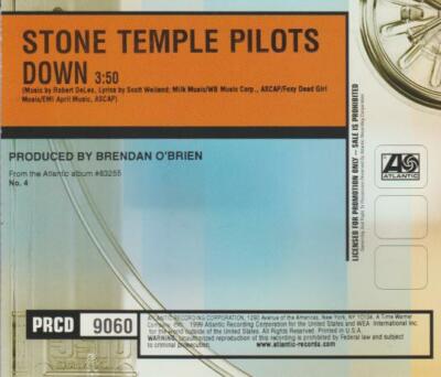 Stone Temple Pilots Down PROMO MUSIC AUDIO CD 1 track PRCD 9060 Alternative Rock