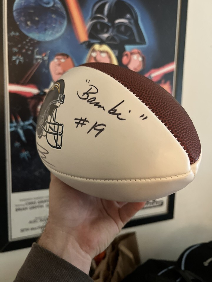 LANCE ALWORTH Autographed Signed Bambi Football HOF78 SAN DIEGO