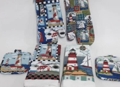 Lighthouse Kitchen Towel Set 8 Piece Set Brand New