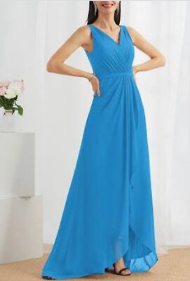JJ's House A-Line V-neck Asymmetrical Chiffon Bridesmaid Dress Size 4 | eBay