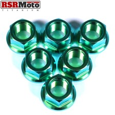 Kawasaki ZX10R (2004-2024) ZX10RR (2017-2024) Titanium Rear Sprocket Nuts, Green