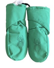 Spyder Toddler Green Ski Bitsy Mittens X Large XL Spider Design Lined Clip EUC