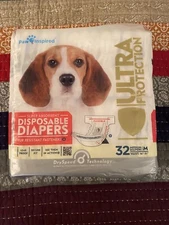 Paw Inspired 30 Count Disposable Dog Diapers Medium Waist 16"-21" Open Pack