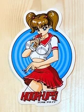 Vintage Hook Ups Beautiful Ponytail Soda Pop Cigarette Girl Skateboard Sticker 