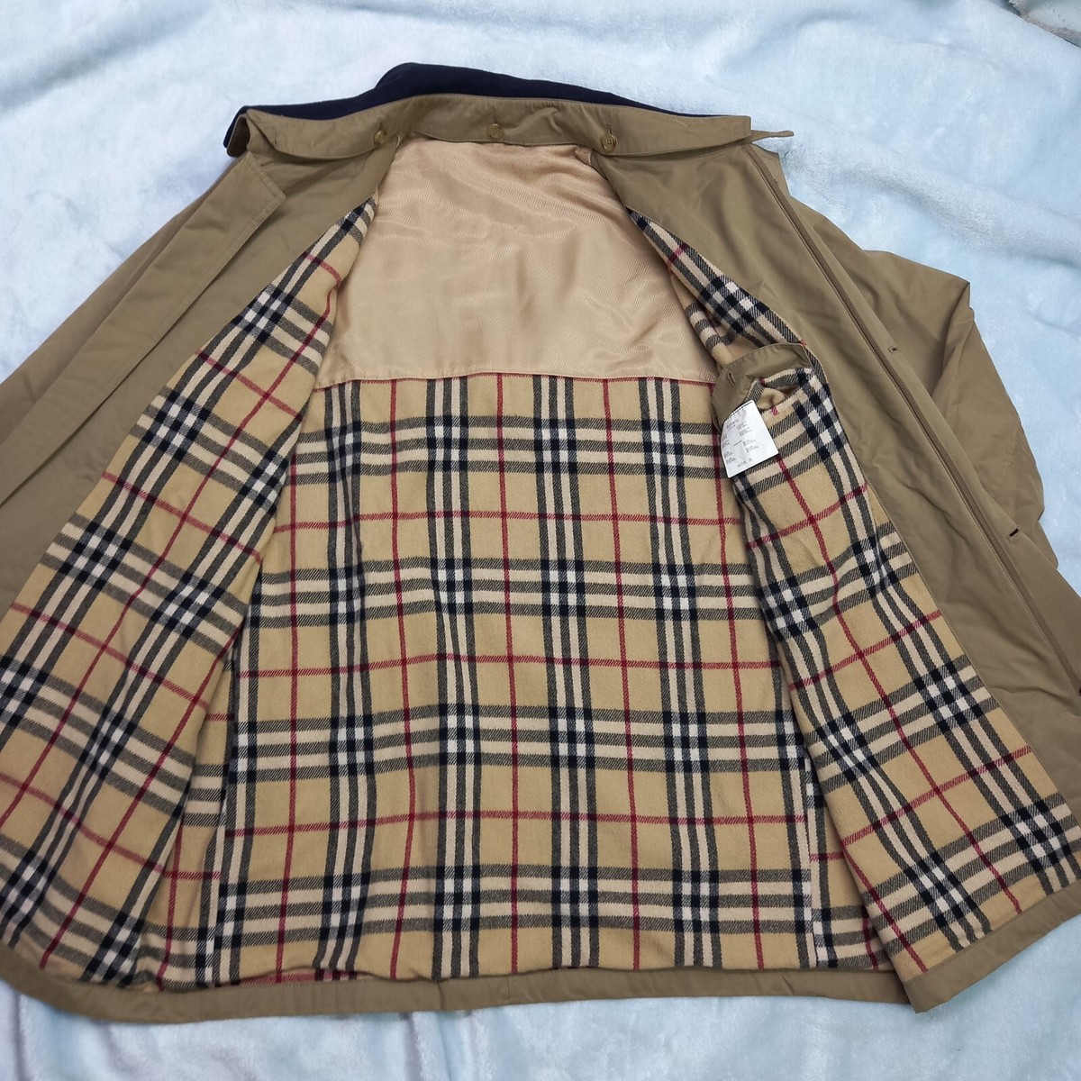 Vintage Burberry Overcoat Winter Jacket Beige Nova Check Wool