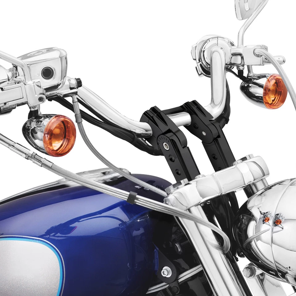Black 4" Tall Adjustable Pullback Handlebar Riser For Harley-Davidson 1" Clamp - Image 3 of 4