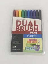 Tombow Dual Brush Pens Art Markers -Primary -10 Colors Water-based Ink Blendable
