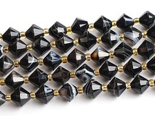 8MM Genuine Natural Black Striped Agate Beads Grade AA Bicone Faceted Loose Bead